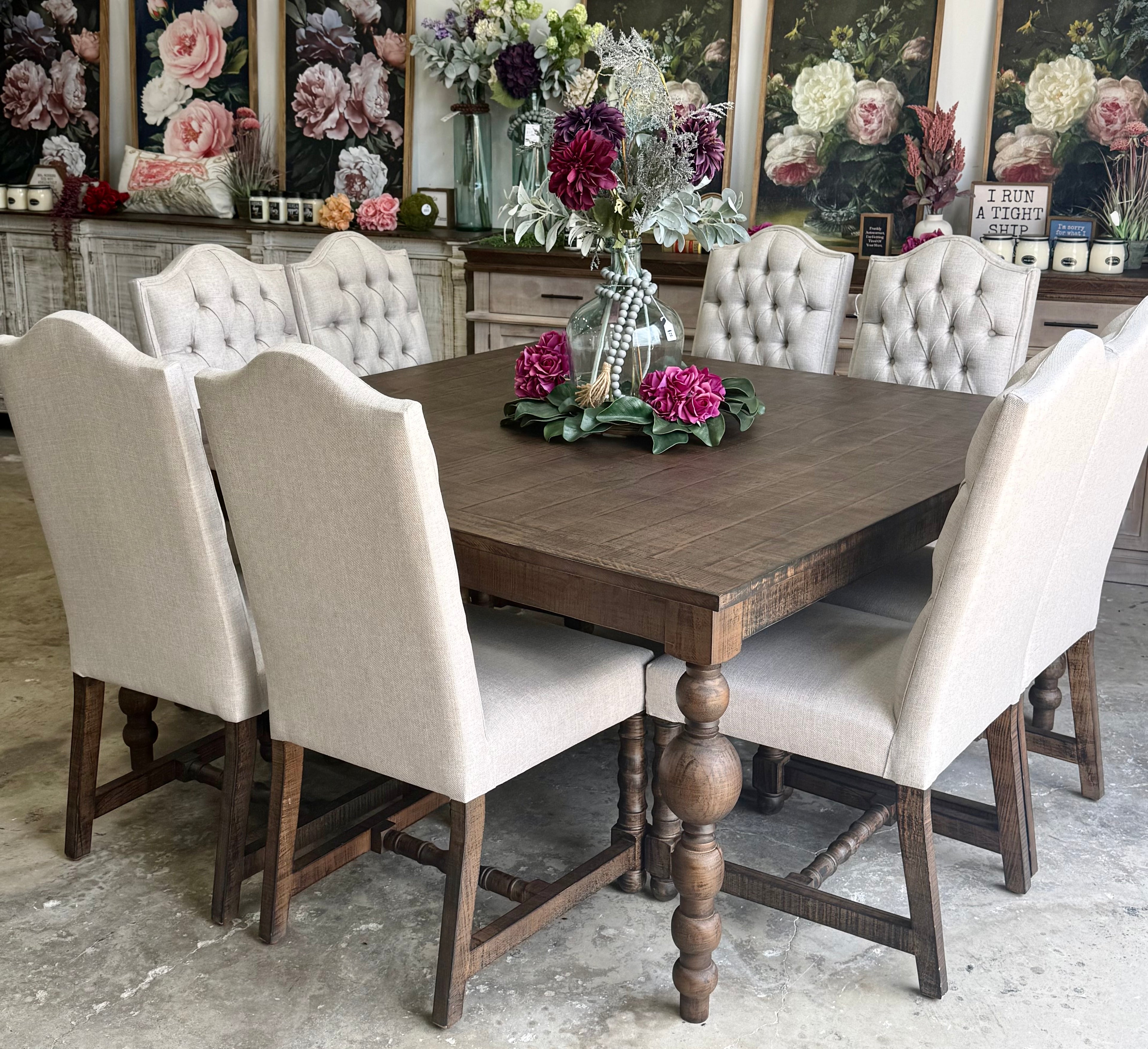 Sophie 66" Squared Dining Table Set With 8 Chairs-Honeywood™