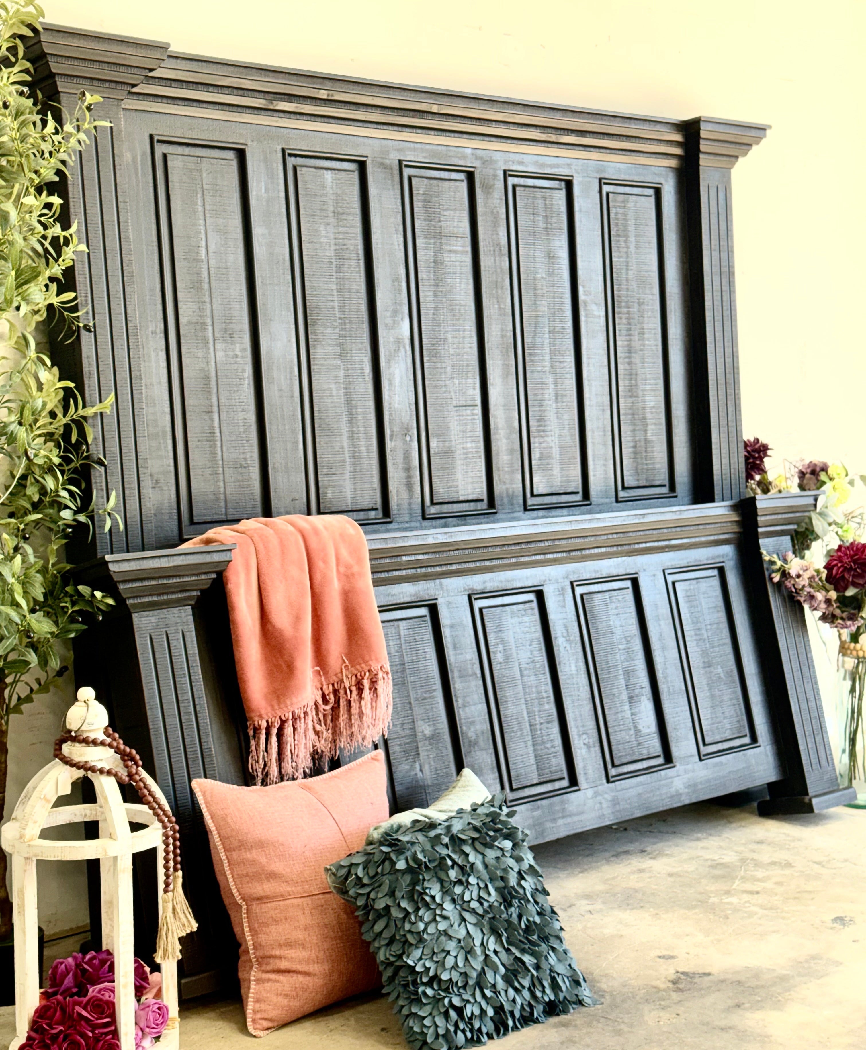 Charlotte King Paneled Bed-Handrubbed Black