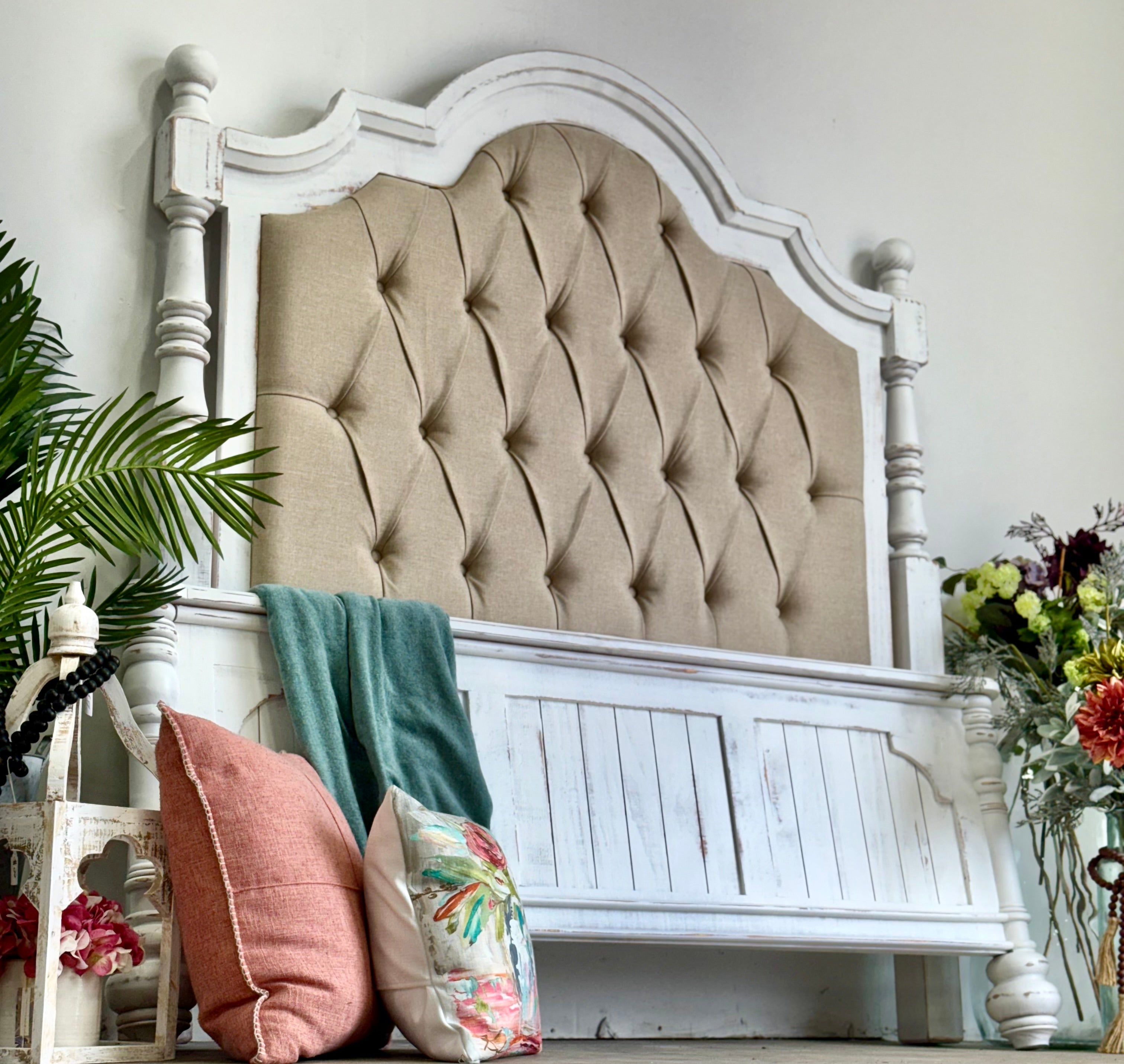 Delaney Queen Upholstered Bed-Whisper White/Wheat Upholstery