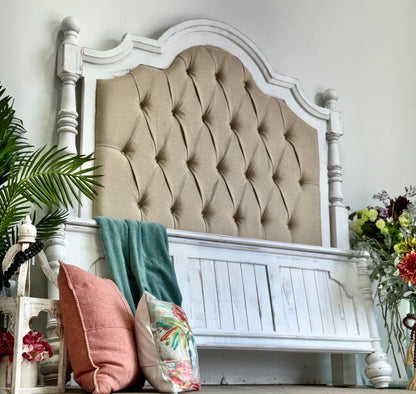 Delaney Queen Upholstered Bed-Whisper White/Wheat Upholstery