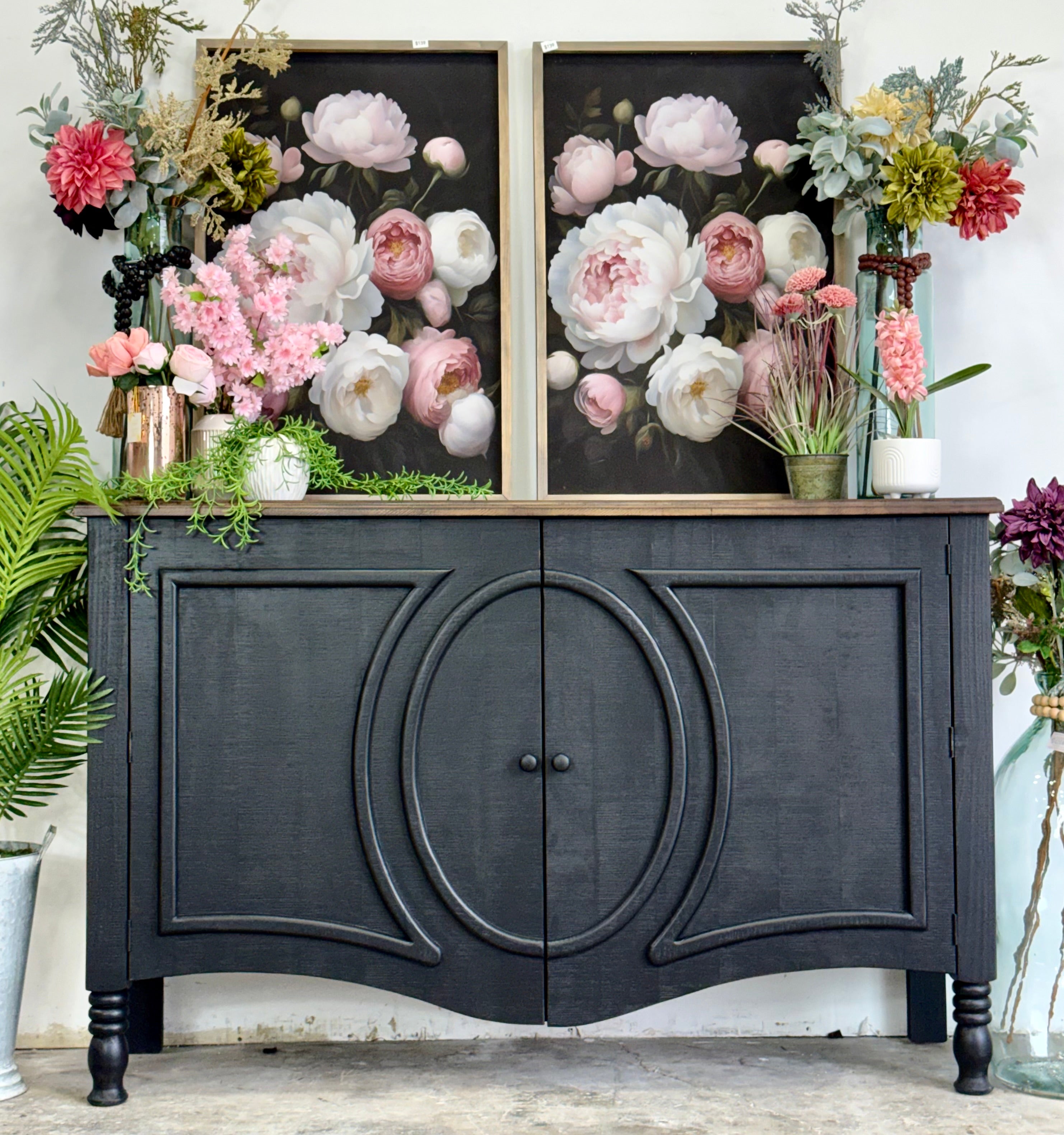 Natty Console- Handrubbed Black/Honeywood