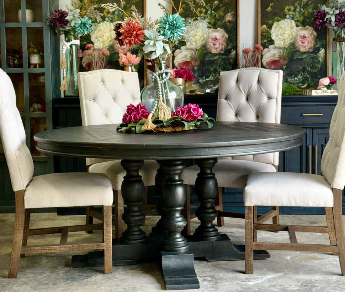 Kennedy 63" Round Dining Table-Handrubbed Black