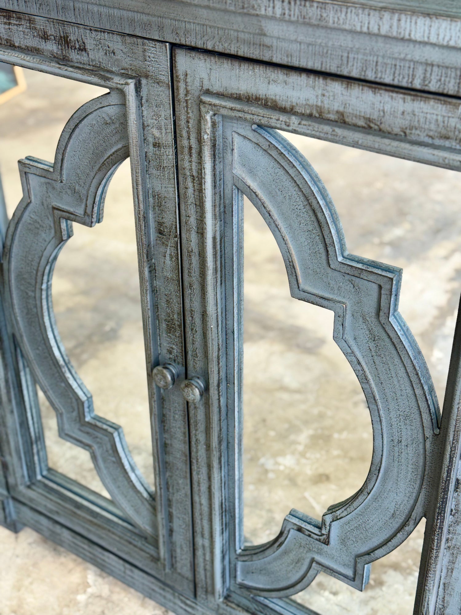 Morgan 4 Door Console With Mirrors-Blue Dusk