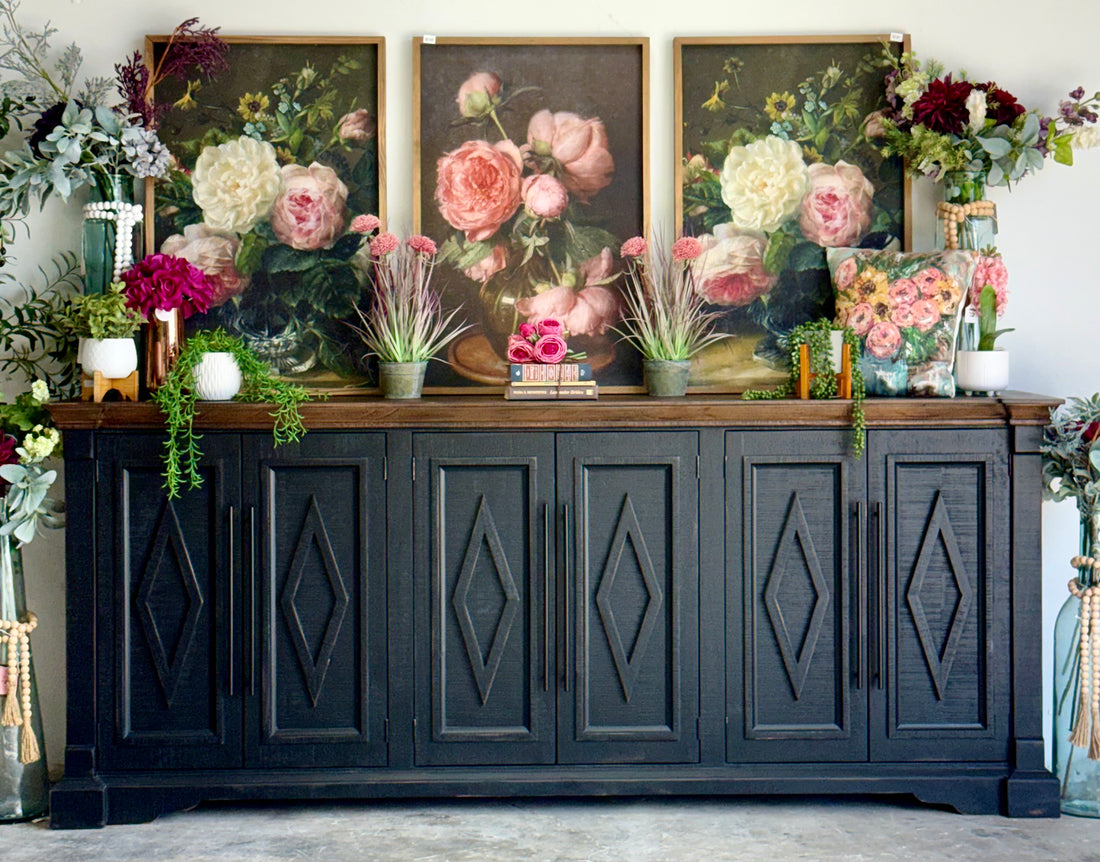 Chloe 6 Door Console-Handrubbed Black/Honeywood™