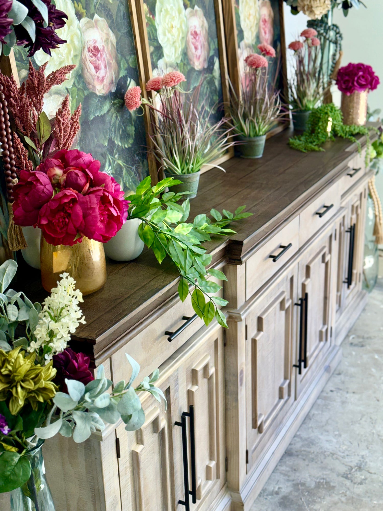 Reese 99" 6 Door Console-Soft Drift/Honeywood™