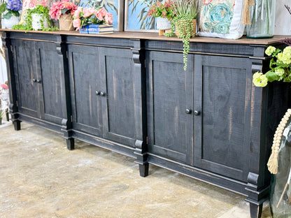 Allison 108&quot; 6 Door Console-Handrubbed Black/Sparrow Top