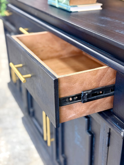 Reese 99" 6 Door Console-Deep Blue/Gold