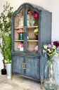 Paisley Curved Vitrine-Blue Haze/Cappuccino