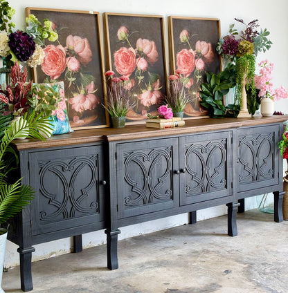 Harper 108" Console-Black/Honeywood