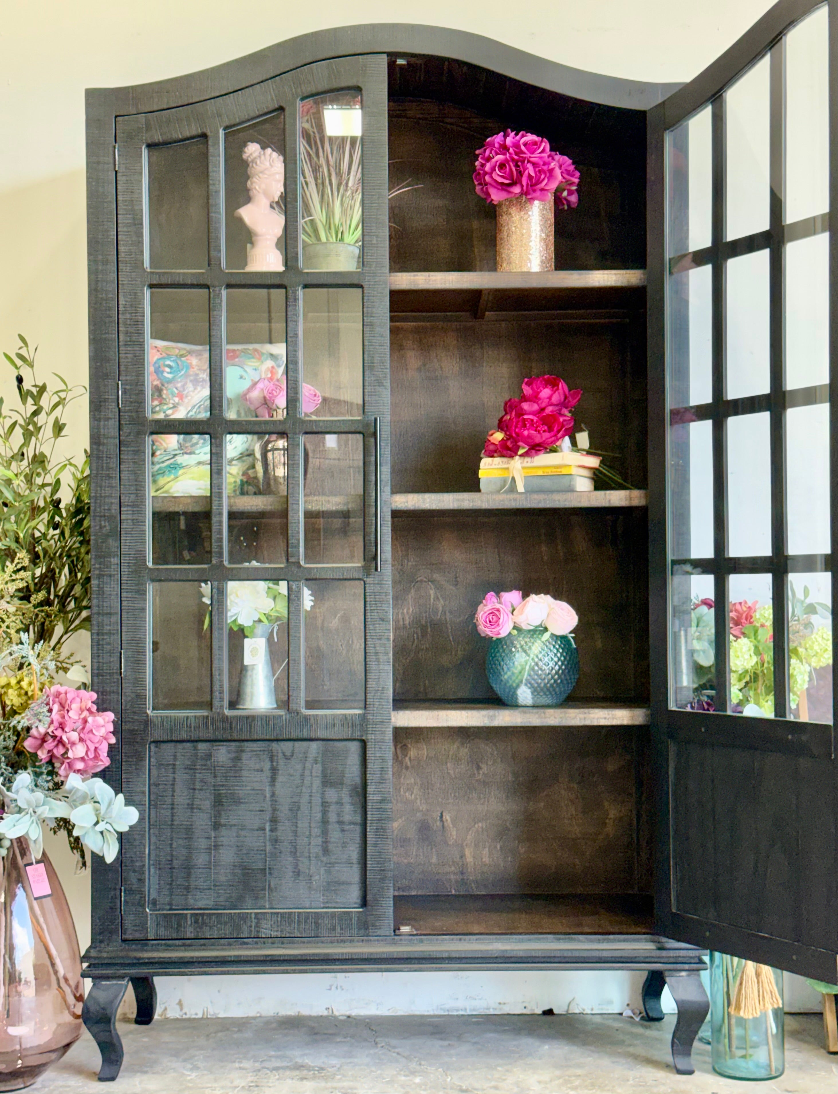 Felicity Arched Vitrine-Black/Honeywood™