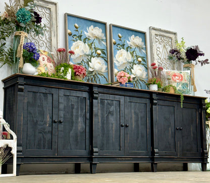Allison 108&quot; 6 Door Console-Handrubbed Black/Sparrow Top
