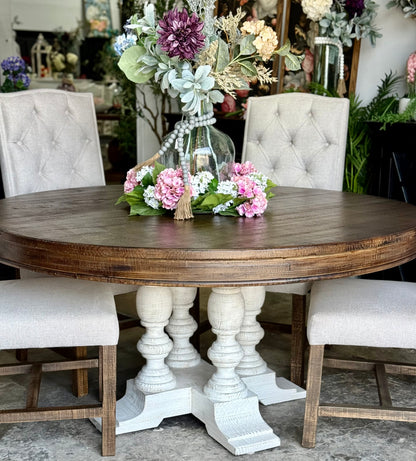 Kennedy 63&quot; Round Dining Table-White Wheat/Honeywood™