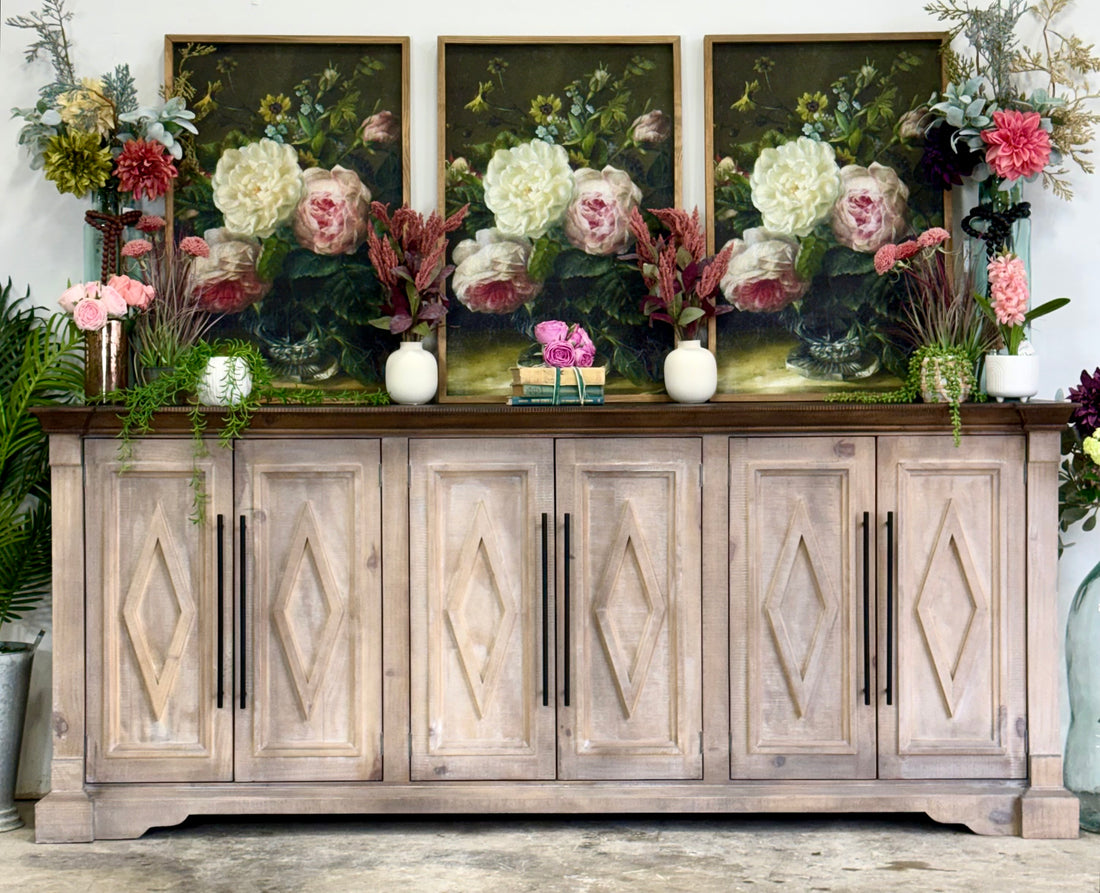 Chloe 6 Door Console-Soft Drift/Honeywood