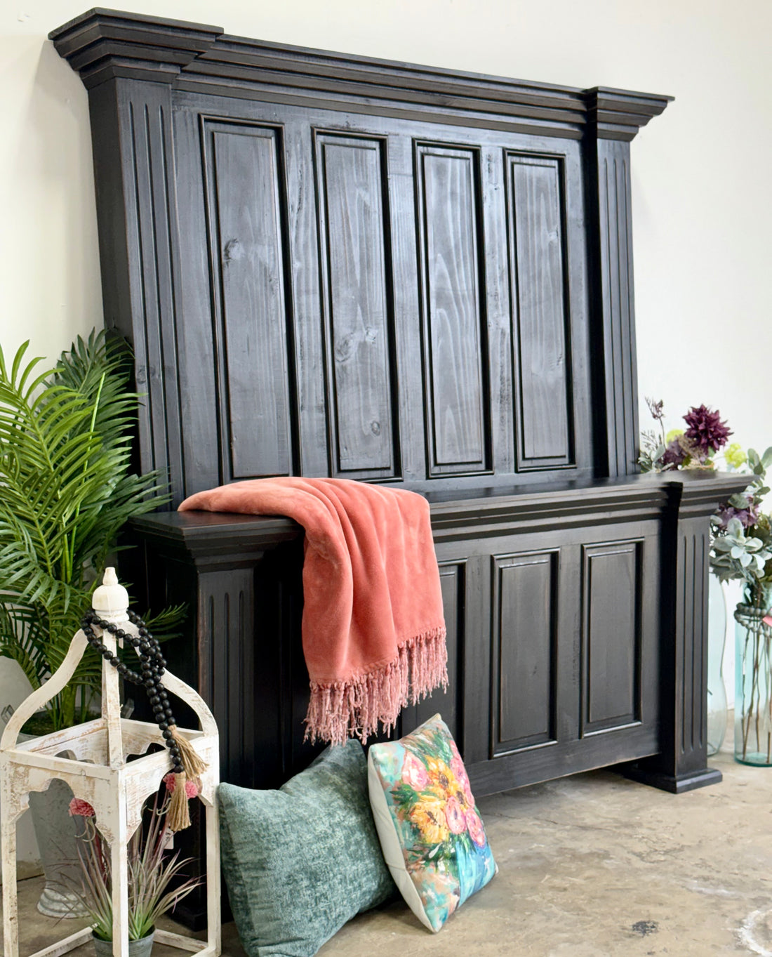 Charlotte Queen Paneled Bed-Handrubbed Black