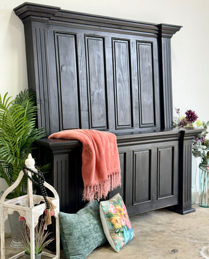 Charlotte Queen Paneled Bed-Handrubbed Black