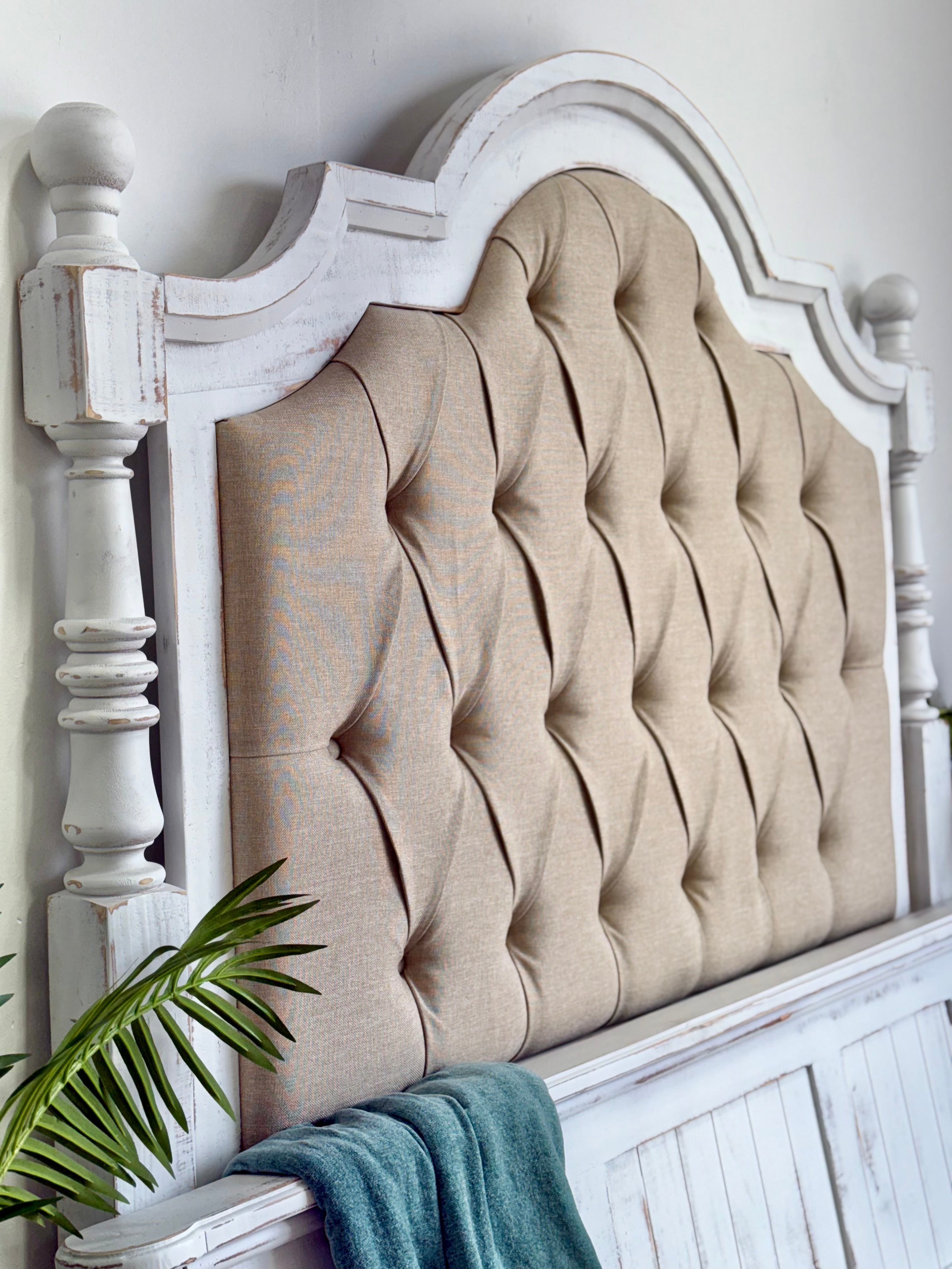 Delaney Queen Upholstered Bed-Whisper White/Wheat Upholstery