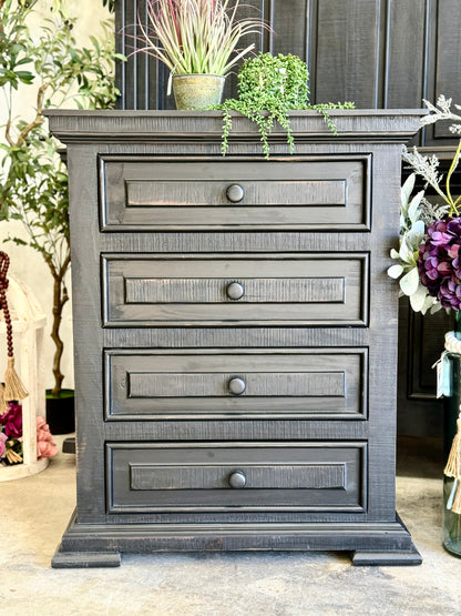 Charlotte 4 Drawer Oversized Nightstand-Handrubbed Black