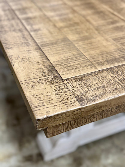 Ella 7  Foot Dining Table -White Wheat/Sandstone
