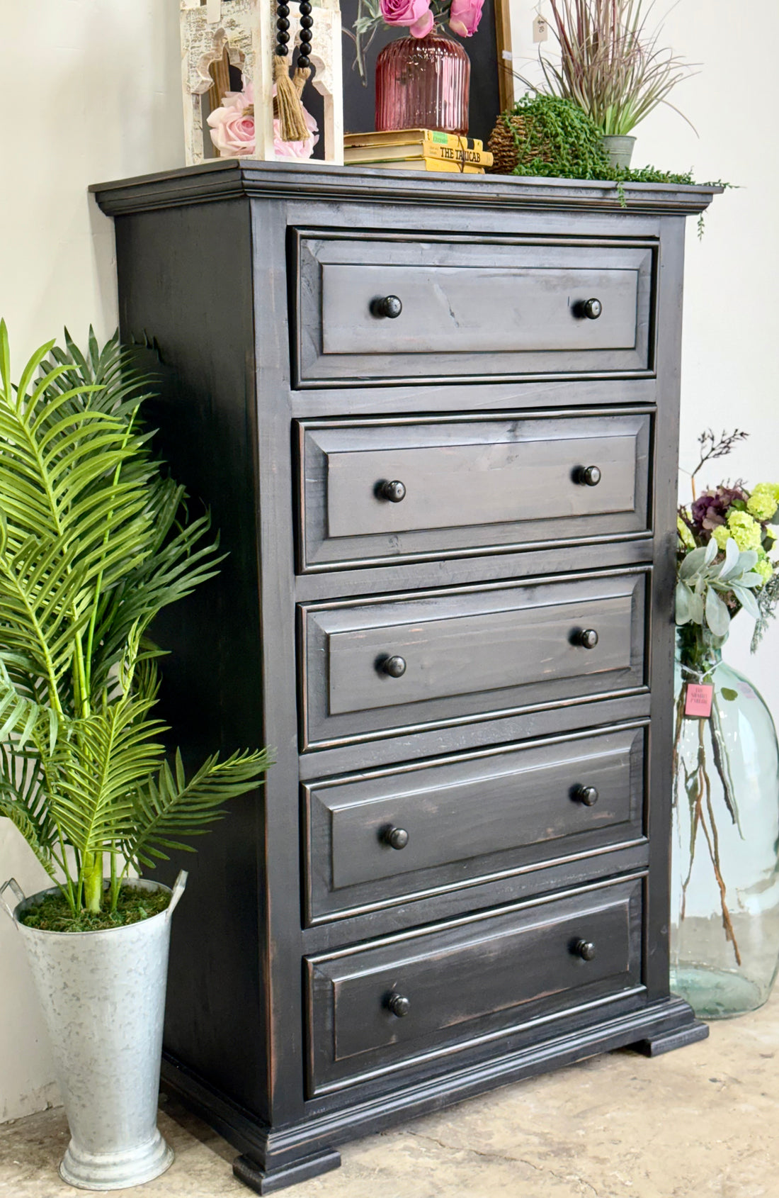 Charlotte Chest of Drawers-Handrubbed Black