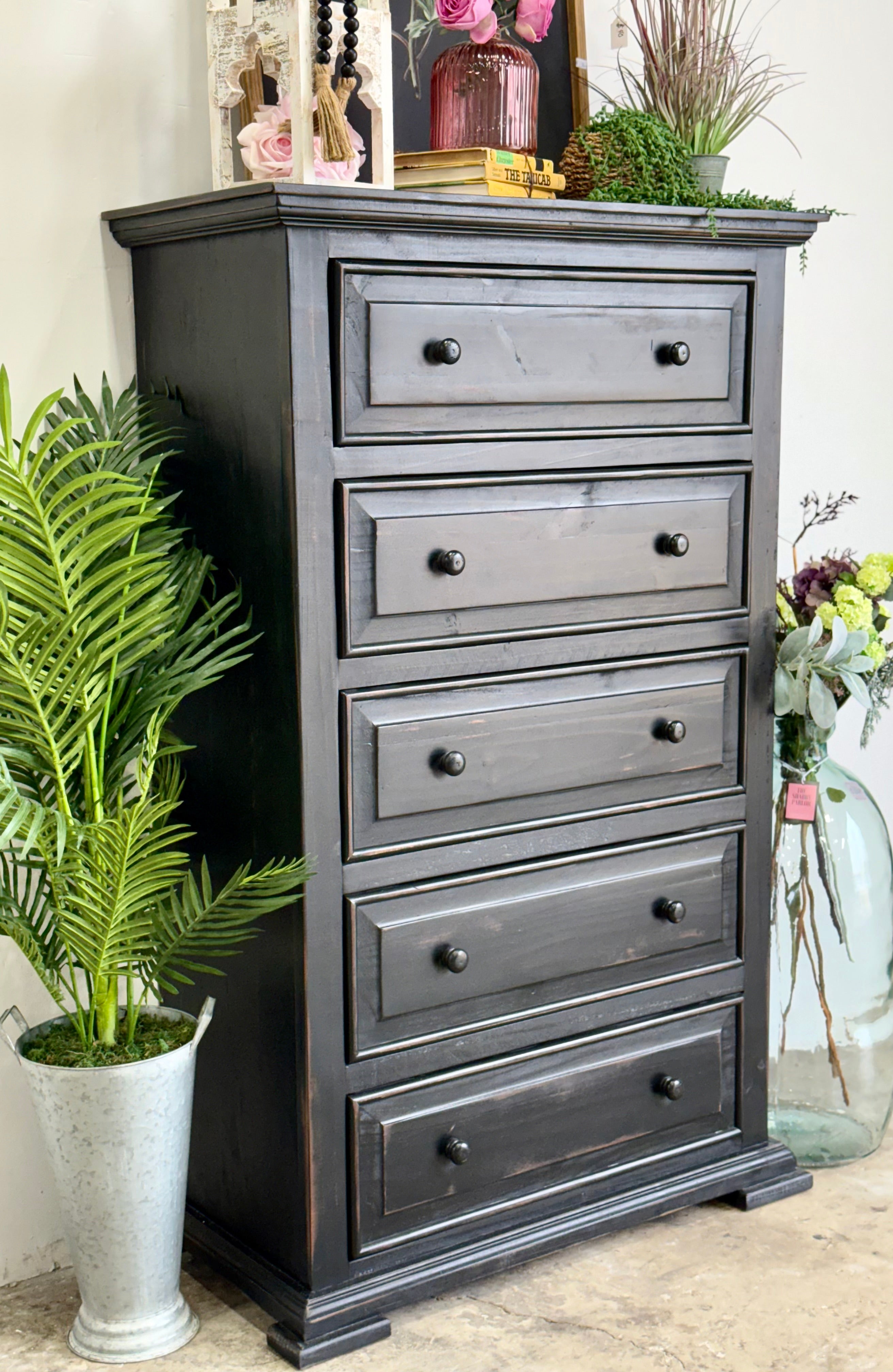 Charlotte Chest of Drawers-Handrubbed Black