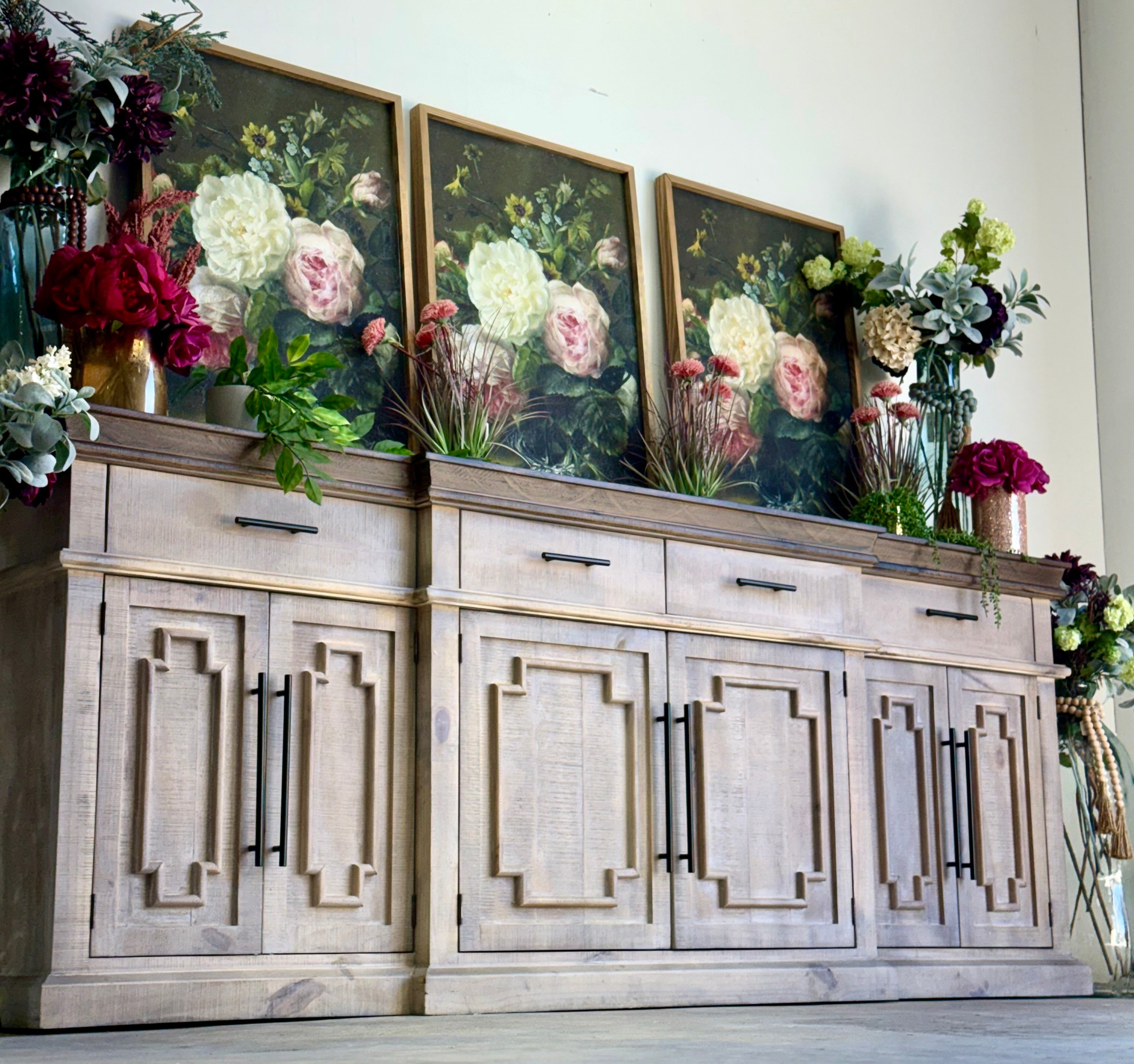 Reese 99" 6 Door Console-Soft Drift/Honeywood™