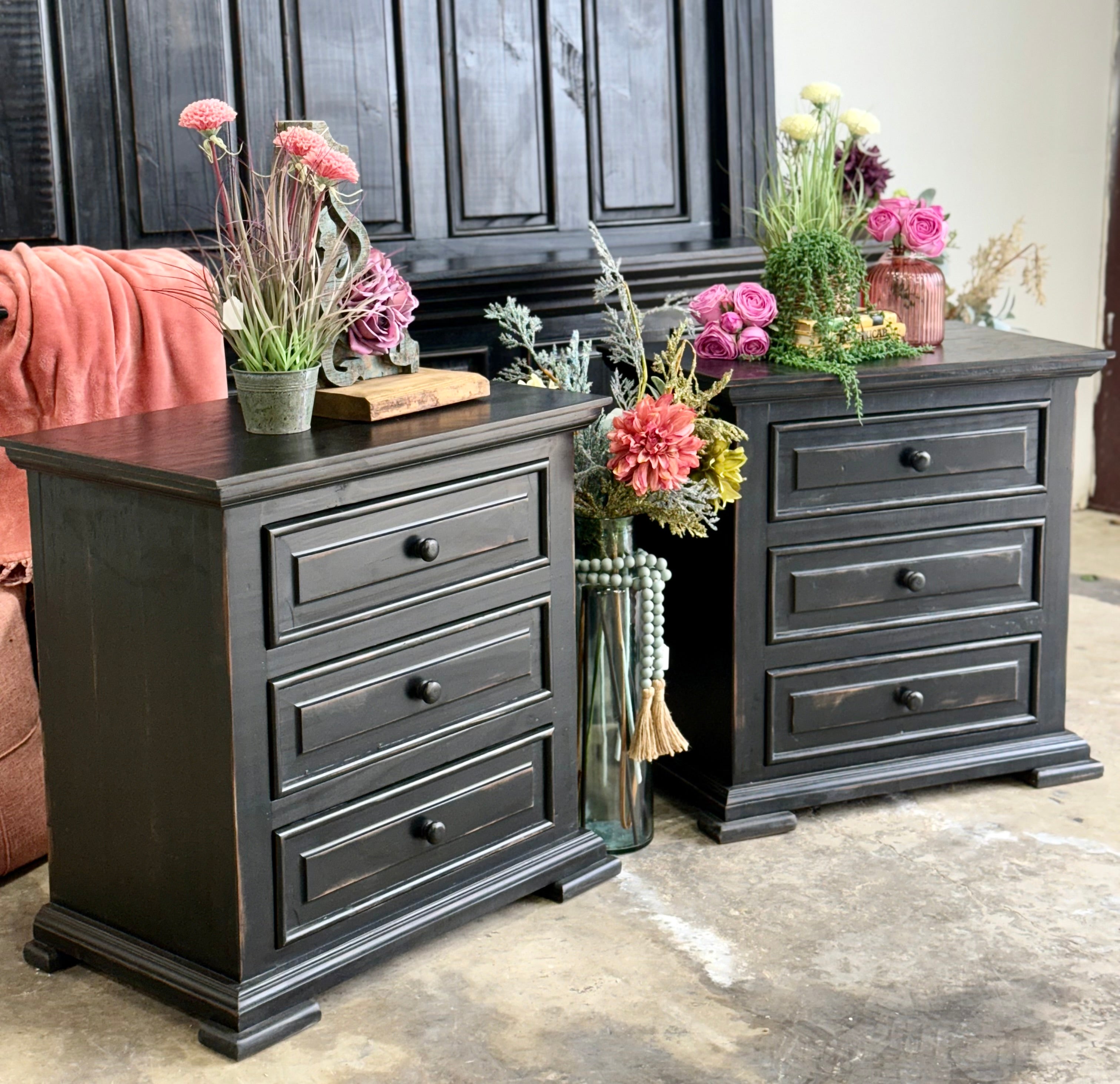 Charlotte 3-Drawer Nightstand-Handrubbed Black