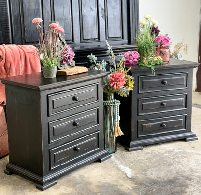 Charlotte 3-Drawer Nightstand-Handrubbed Black