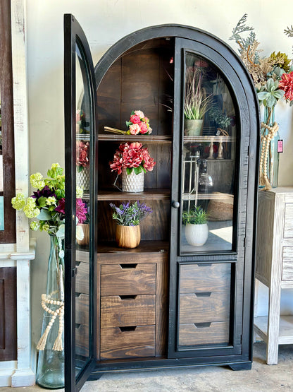 Avery Domed Vitrine-Black/Sparrow Interior