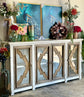 Brocade 4-Door Console-White Wheat/Sandstone Doors