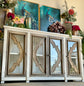 Brocade 4-Door Console-White Wheat/Sandstone Doors