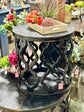 Round Brocade Side Table-Handrubbed Black