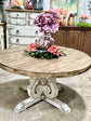 Harp 60" Round Dining Table-Distressed White/Sandstone Top