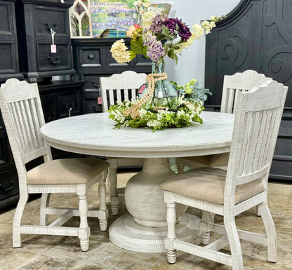 Lilly 60&quot; Round Pedestal Dining Table-White Wheat