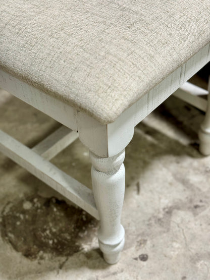 Harp Ladder Turned Legs Chair-Light Beige Upholstery