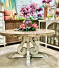 Harp 60" Round Dining Table-Distressed White/Sandstone Top