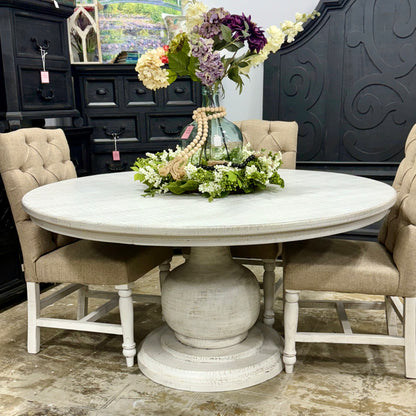 Lilly 60&quot; Round Pedestal Dining Table-White Wheat