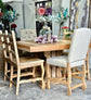 Trestle Pub Table-4 Solid Wood/2 Upholstered Counter Chairs