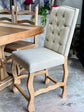 Trestle Pub Table-4 Solid Wood/2 Upholstered Counter Chairs