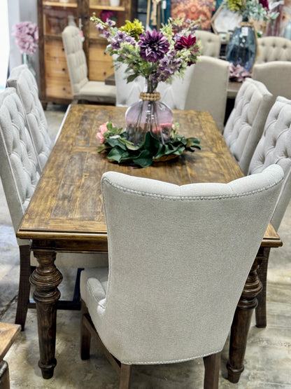 Adeline 7 Foot Dining Table Set With 6 Chairs-Pecan