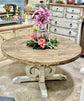 Harp 60" Round Dining Table-Distressed White/Sandstone Top