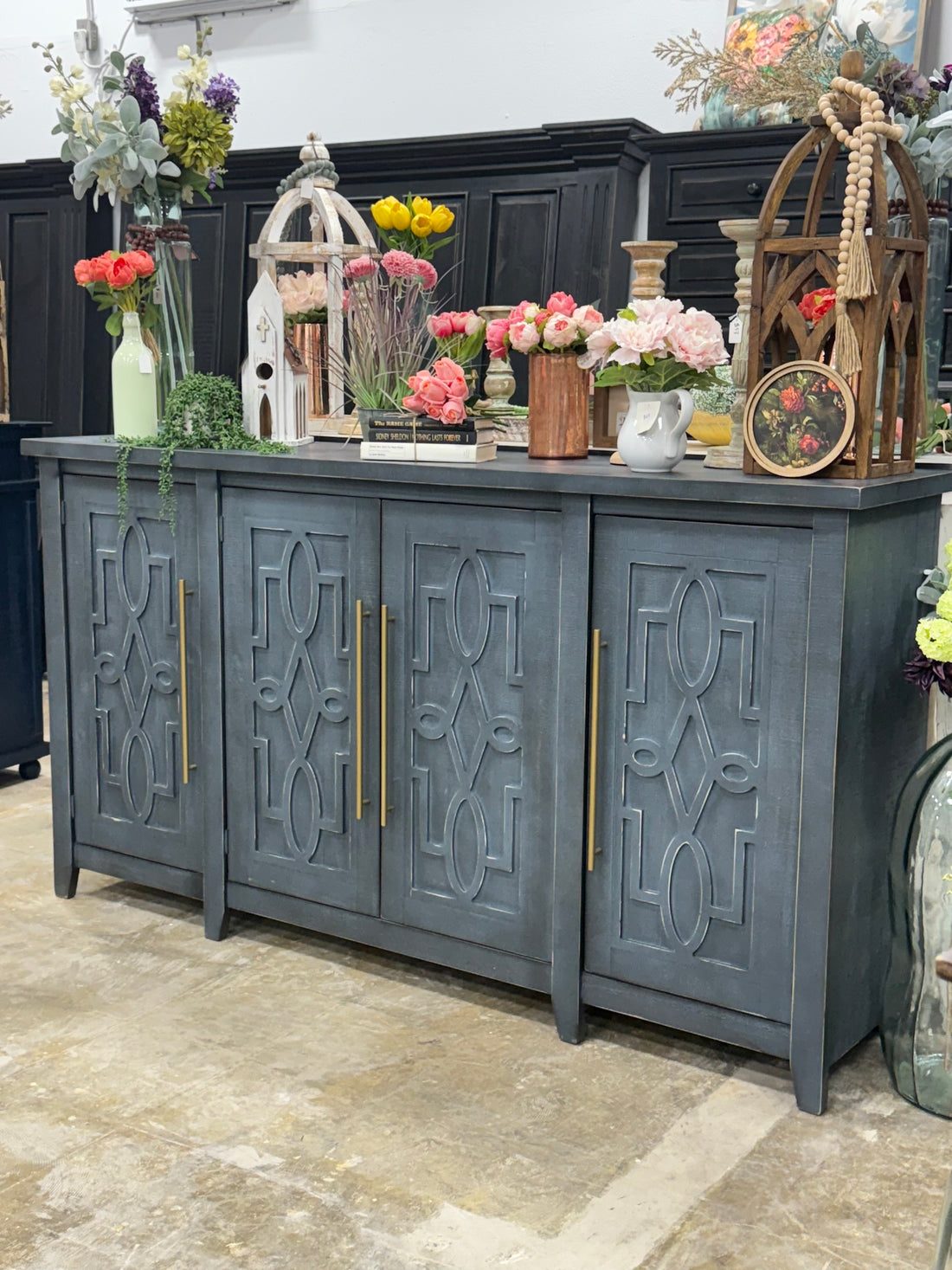 Ivy 4 Door Console-Blue Haze™/Gold