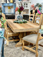 Trestle Dining Table Set-Table, 4 Solid Wood Chairs, 2 Upholstered Chairs