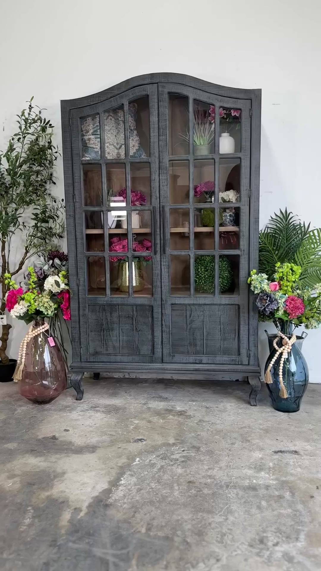 Felicity Arched Vitrine-Blue Dusk/Cappuccino