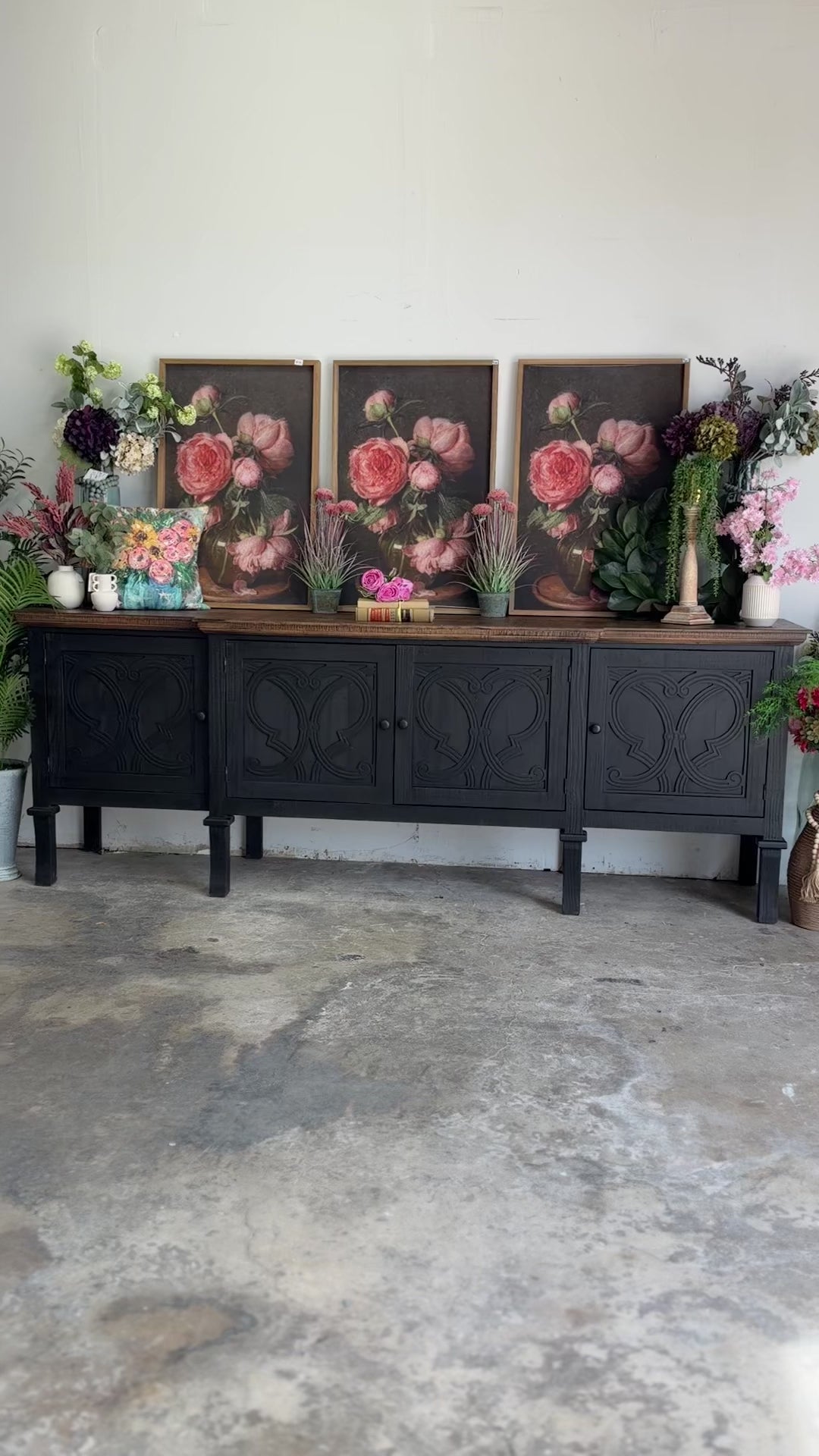 Harper 108" Console-Black/Honeywood