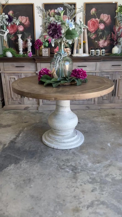 Clara 47" Round Dining Table-White Wheat/Sandstone