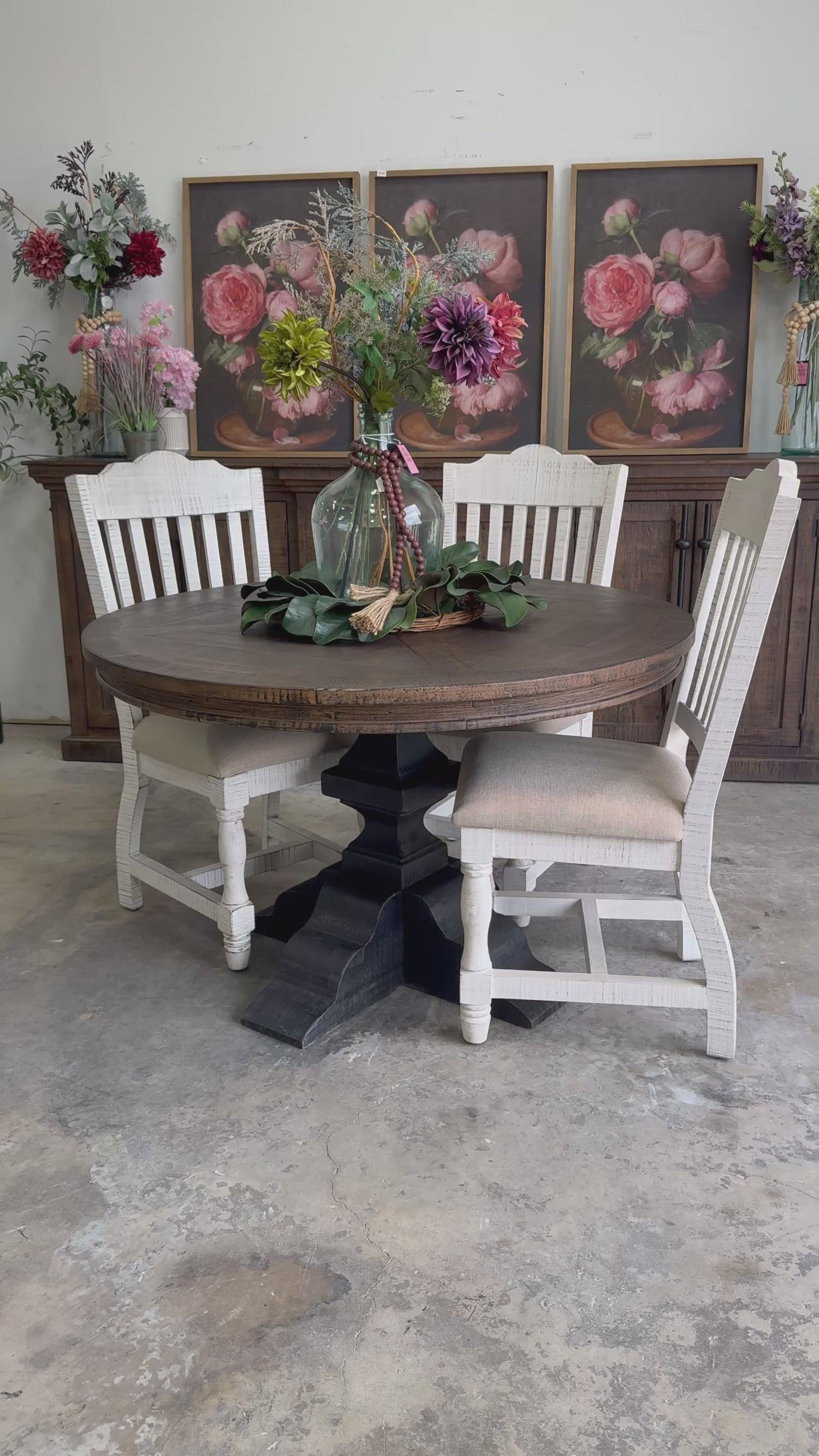 Callie 48" Round Table-Handrubbed Black/Honeywood