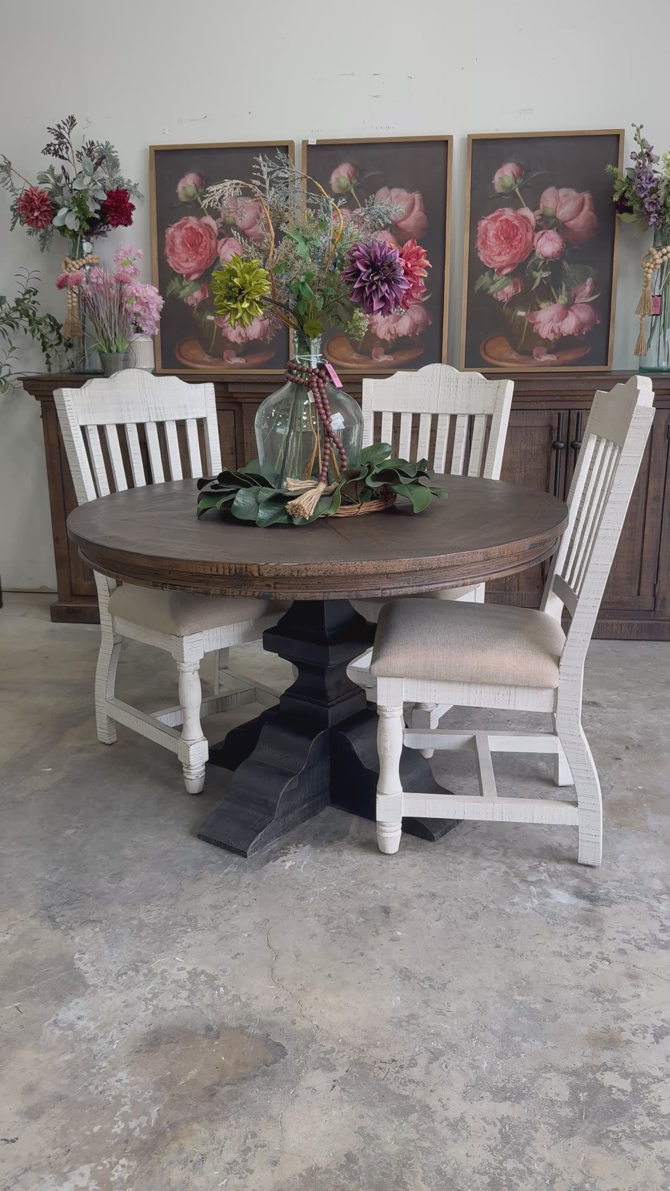 Callie 48" Round Table-Handrubbed Black/Honeywood