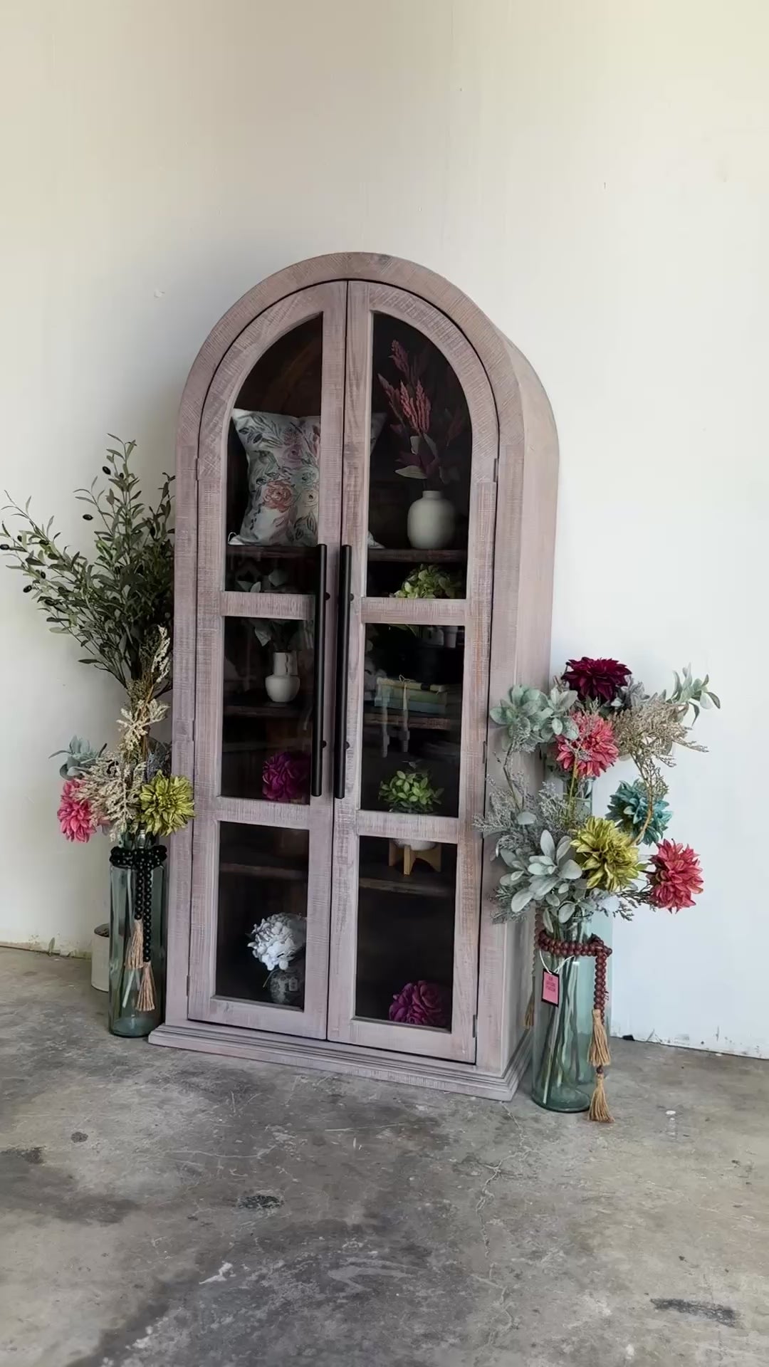 Libby Domed Vitrine- Soft Drift/Honeywood