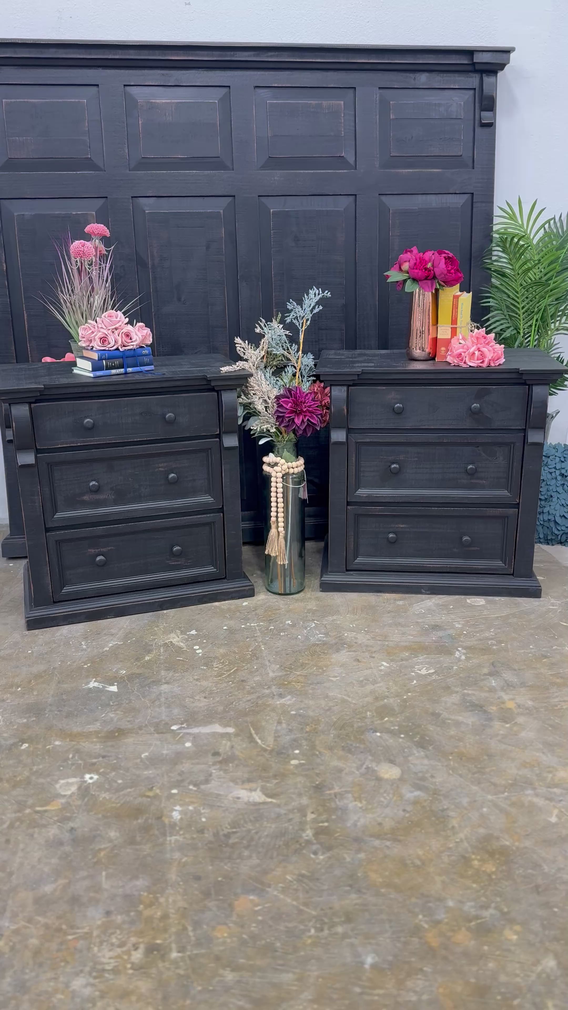Jasmine Nightstand-Handrubbed Black
