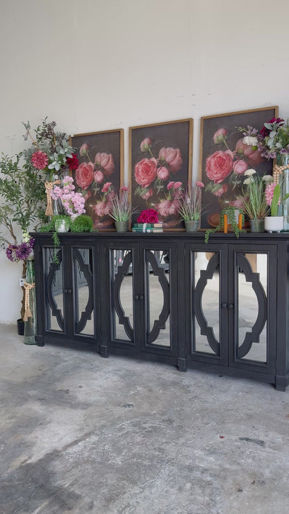 Morgan 6 Door Mirrored Console-Handrubbed Black